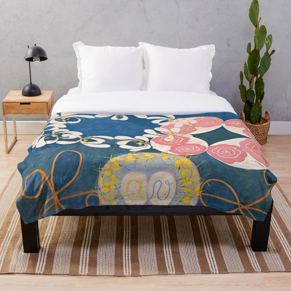 Hilma Af Klint inspired plush blanket featuring the Childhood Group IV abstract artwork