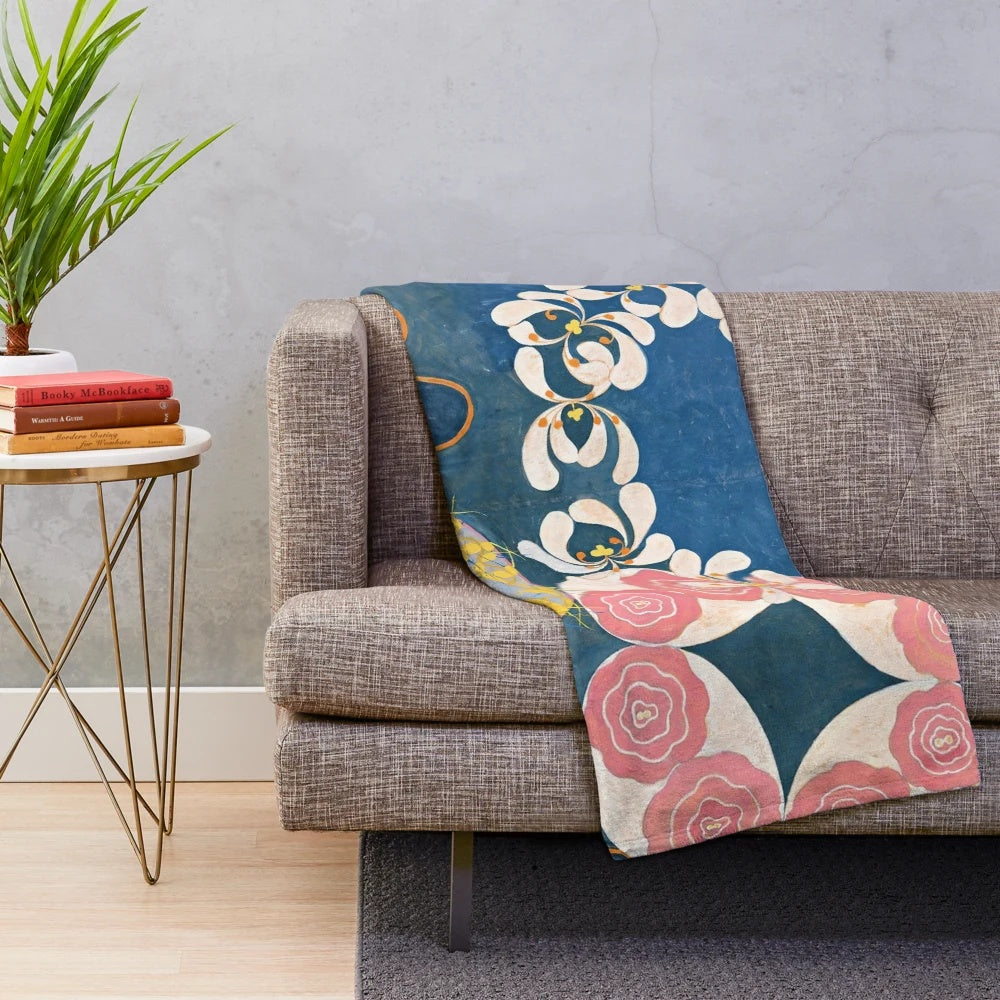 Hilma Af Klint inspired plush blanket featuring the Childhood Group IV abstract artwork