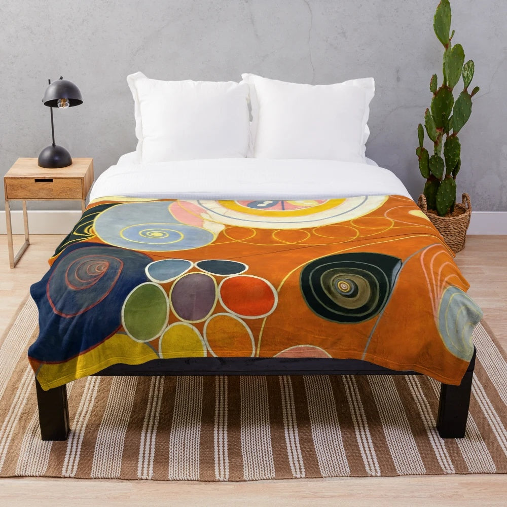 Hilma af Klint inspired plush blanket featuring the "The Ten Largest, No. 03, Youth, Group IV" painting