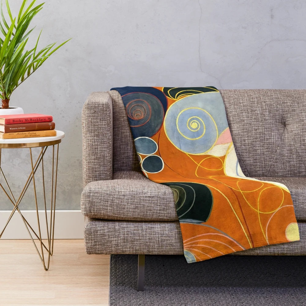 Hilma af Klint inspired plush blanket featuring the "The Ten Largest, No. 03, Youth, Group IV" painting