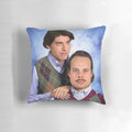 A Pillow featuring images of Toronto Maple Leafs hockey players Auston Matthews and Mitch Marner as step brothers.