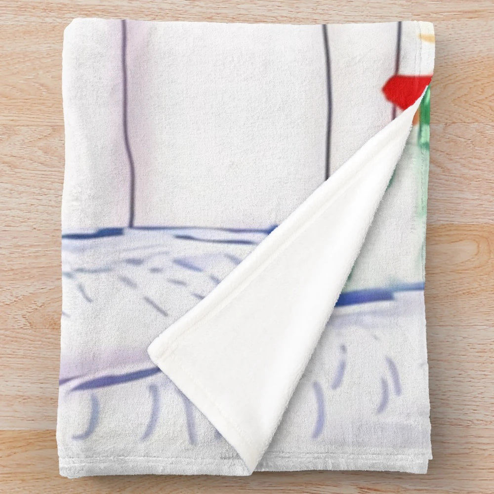 Plush blanket featuring David Hockney's "The Arrival of Spring in Woldgate" artwork