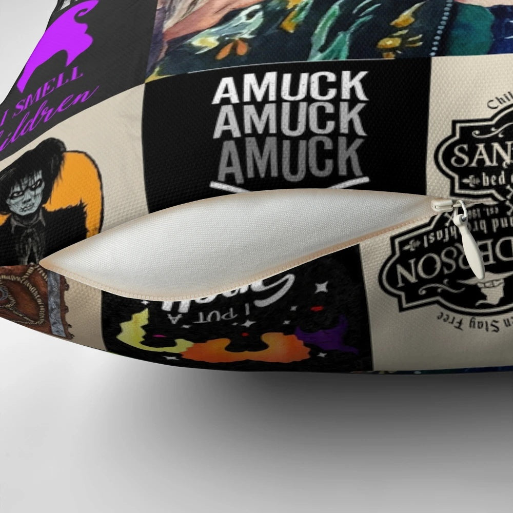 Hocus Pocus Halloween Witch Throw Pillow with Sanderson Sisters Design
