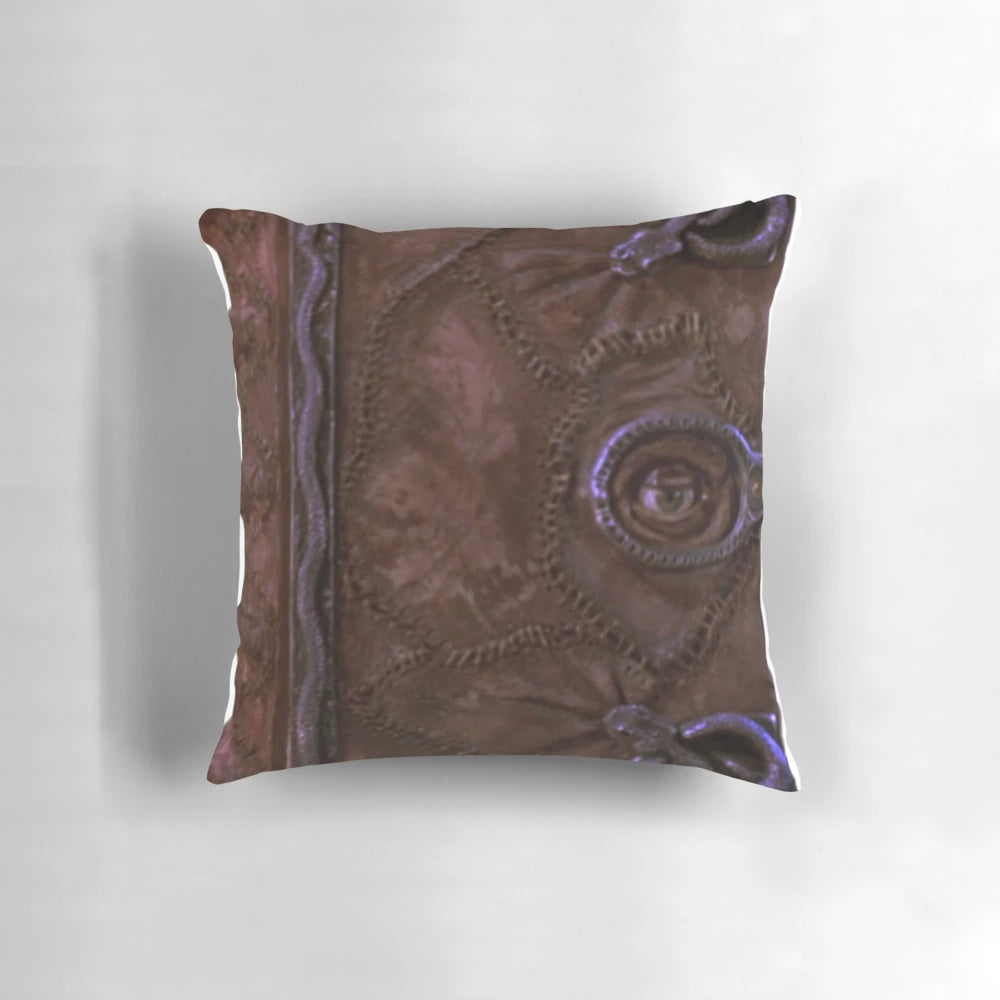 Hocus Pocus inspired book-shaped pillow featuring Winifred Sanderson's spell book design