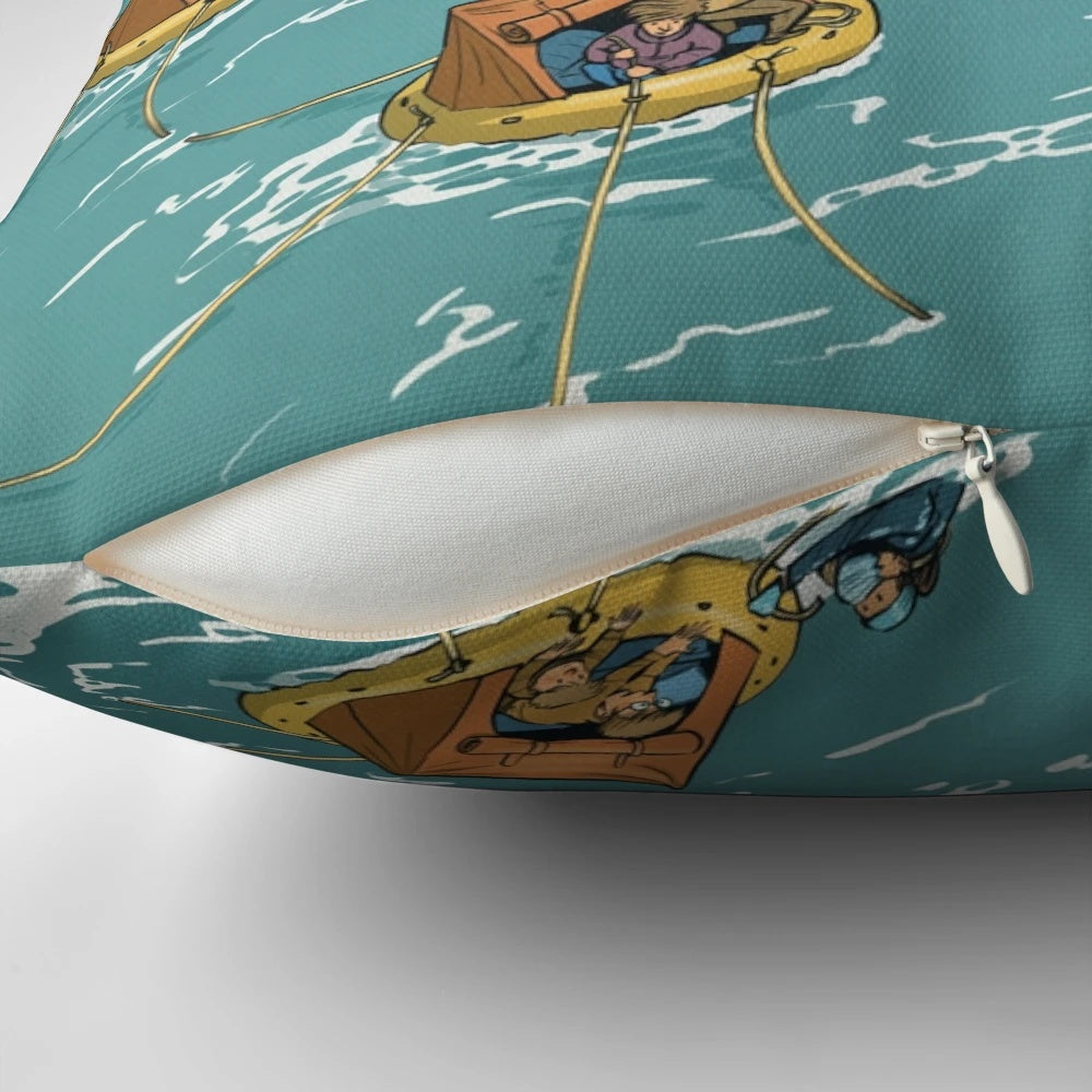A pillow with a wave design, representing social distancing during the COVID-19 pandemic