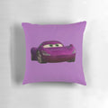 Holley Shiftwell, the secret agent car character from Disney Pixar's Cars 2, featured on a decorative throw pillow for car enthusiasts.