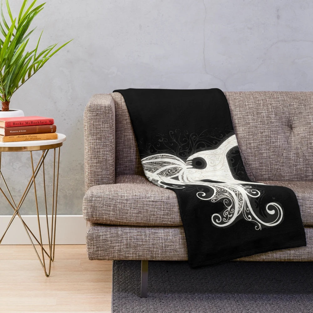 Hollow Knight "Born of God and Void" plush blanket featuring the iconic Knight character