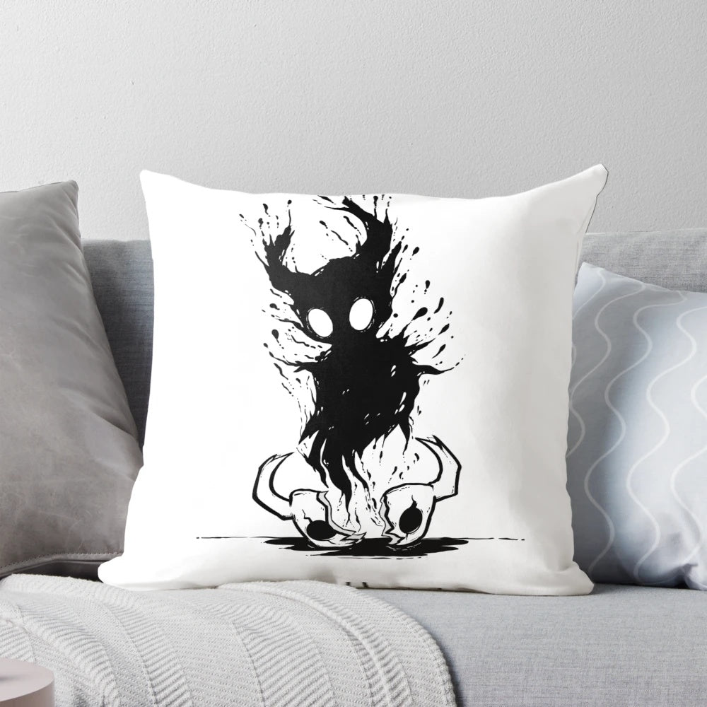 Hollow Knight inspired pillow featuring the iconic Hollow Void design from the acclaimed Metroidvania video game.