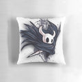 Hollow Knight inspired throw pillow featuring the game's iconic characters and visuals