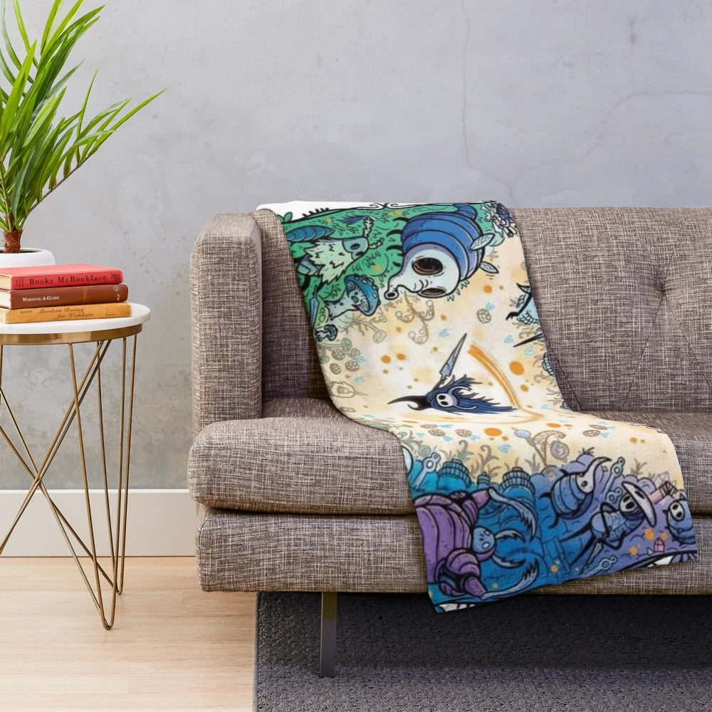 Hollow Knight plush blanket featuring the iconic knight character