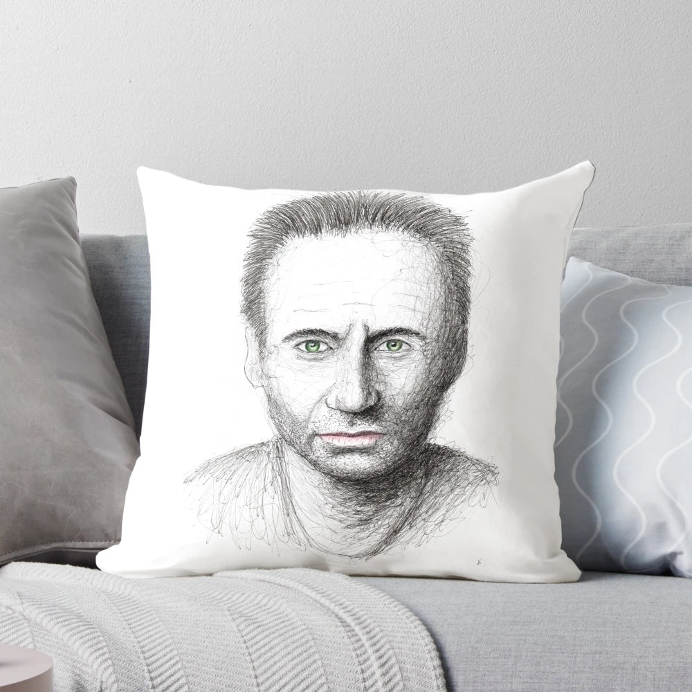 High-quality portrait of renowned actor David Duchovny printed on a soft, comfortable pillow