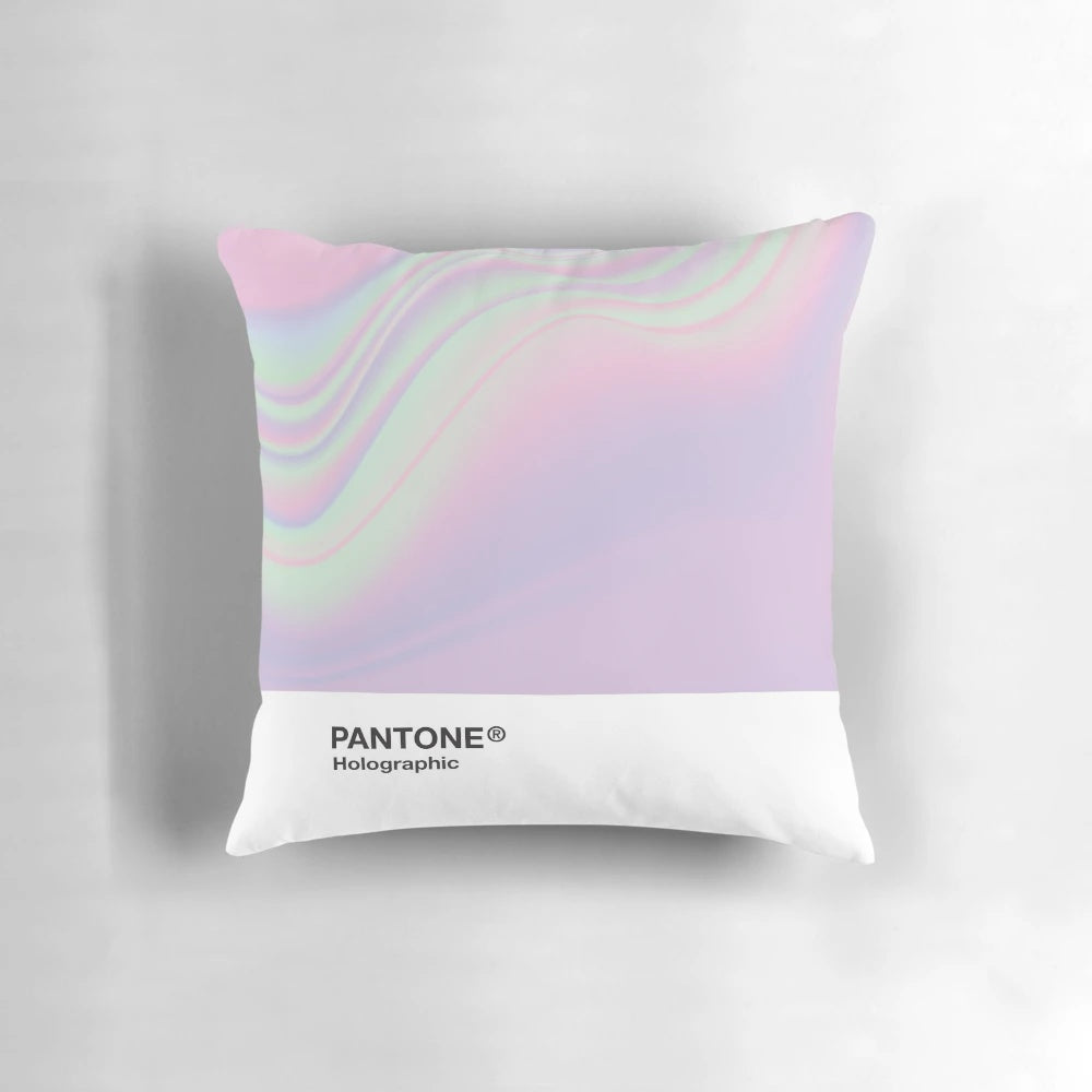 Holographic iridescent pantone themed decorative throw pillow