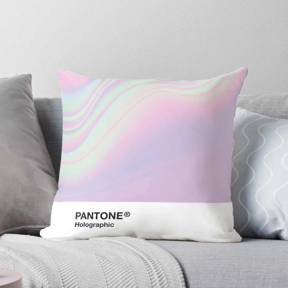Holographic iridescent pantone themed decorative throw pillow