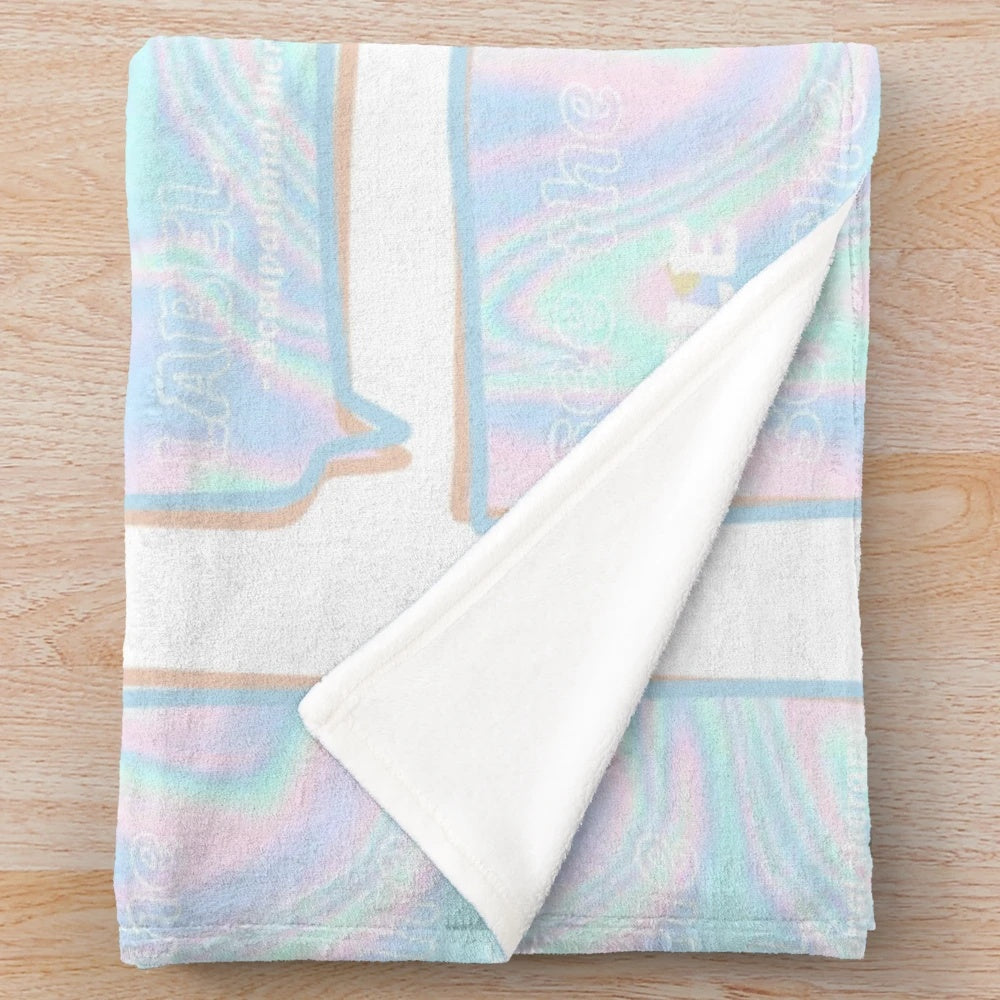 Holographic plush blanket with an occupational therapy quote and floral design