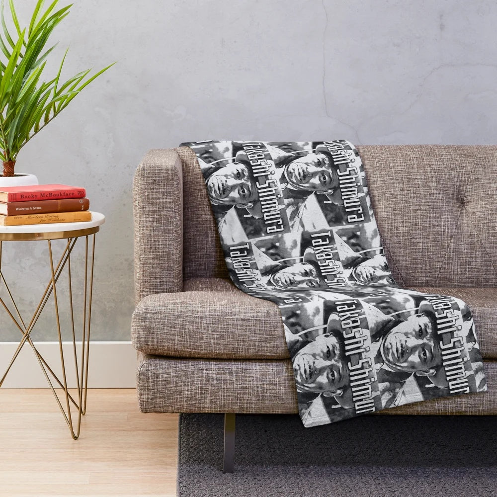 Toshiro Mifune, iconic Japanese actor, featured on a plush blanket