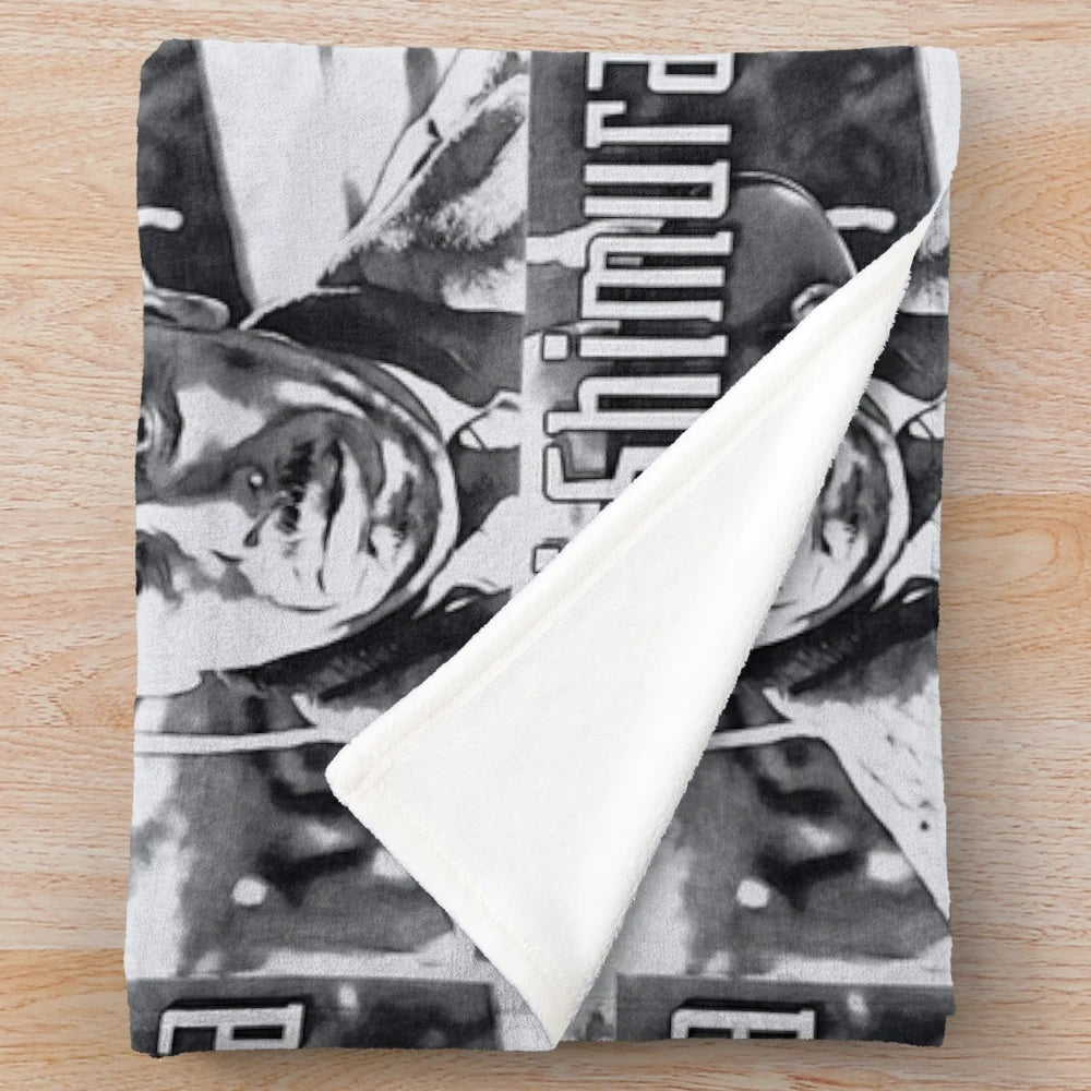 Toshiro Mifune, iconic Japanese actor, featured on a plush blanket