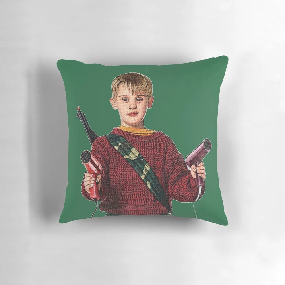 Home Alone" inspired Christmas movie pillow featuring the iconic character Kevin McCallister