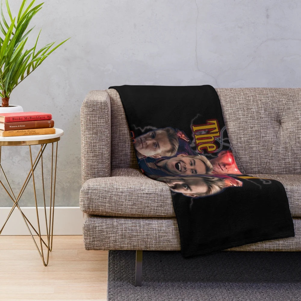 Homelander inspired vintage style plush blanket