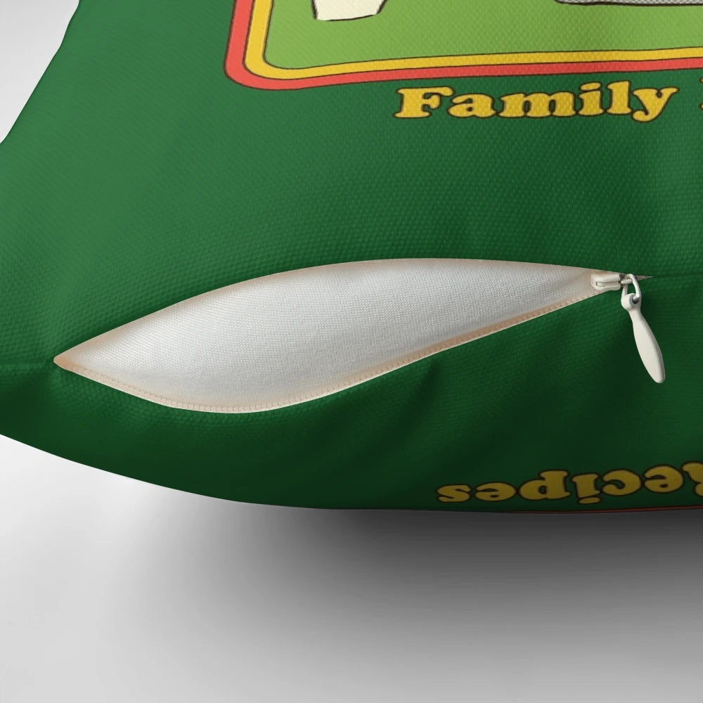 A cozy pillow featuring a retro-inspired homemade brownies design