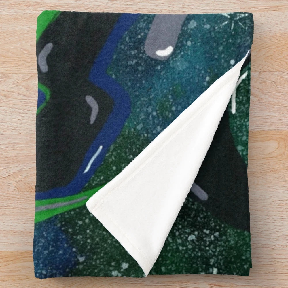 Seahawks plush blanket with watercolor sports artwork