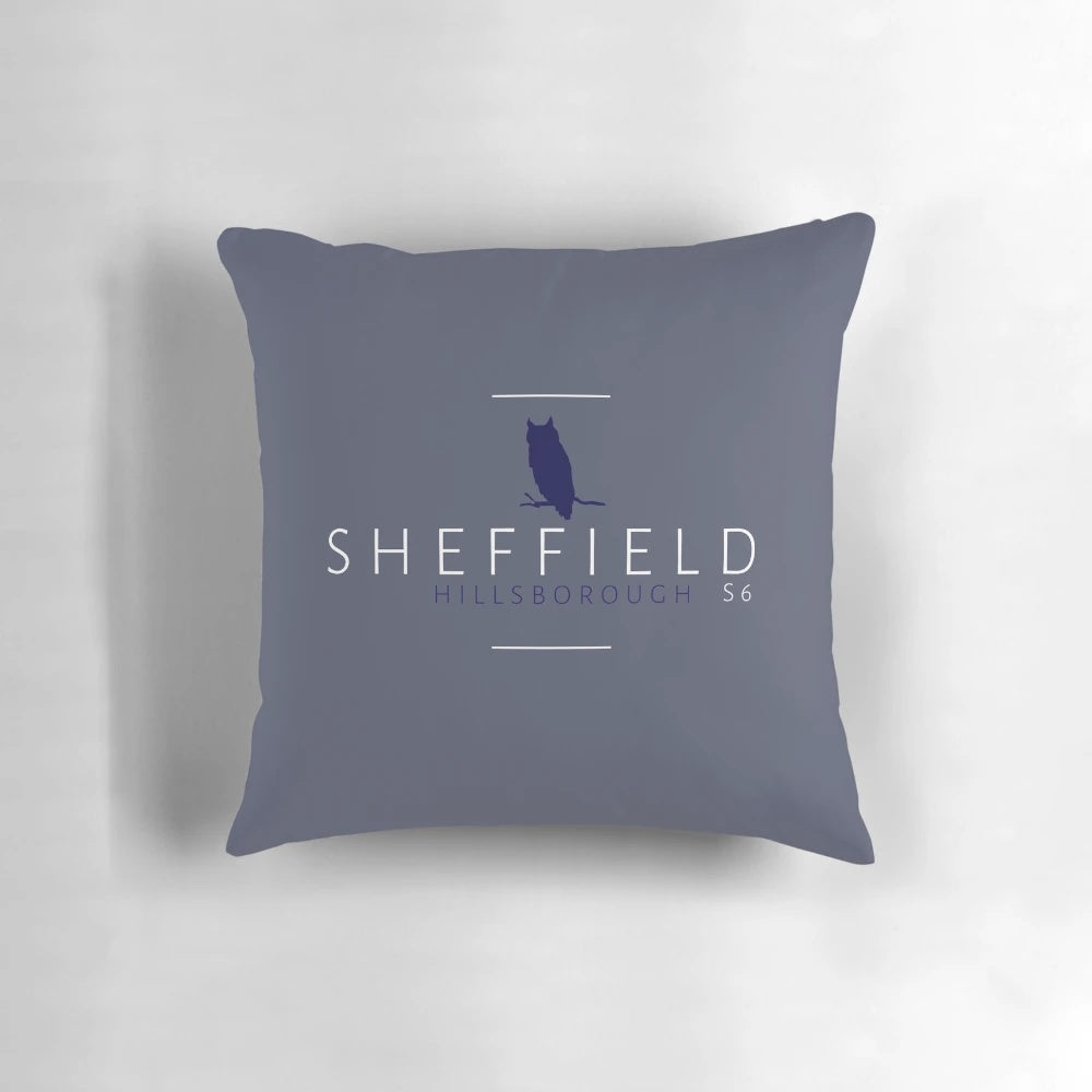 Sheffield Wednesday Hillsborough Stadium Pillow, featuring the Owls club colors and crest