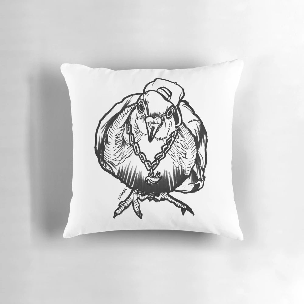 Homie Pigeon Black and White Redbubble Art Party Pillow