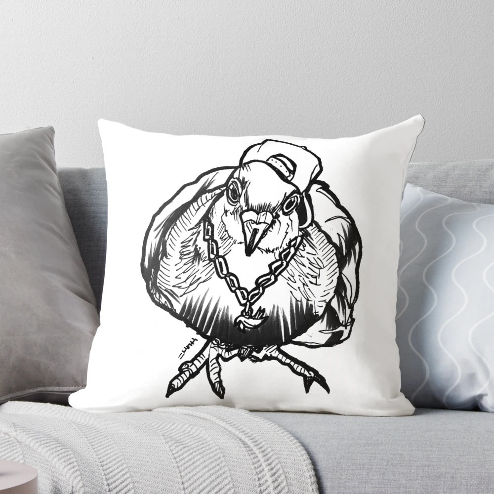 Homie Pigeon Black and White Redbubble Art Party Pillow