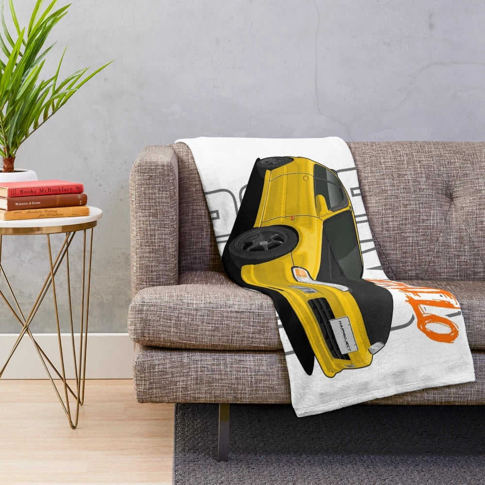 Honda Civic inspired plush blanket with car artwork