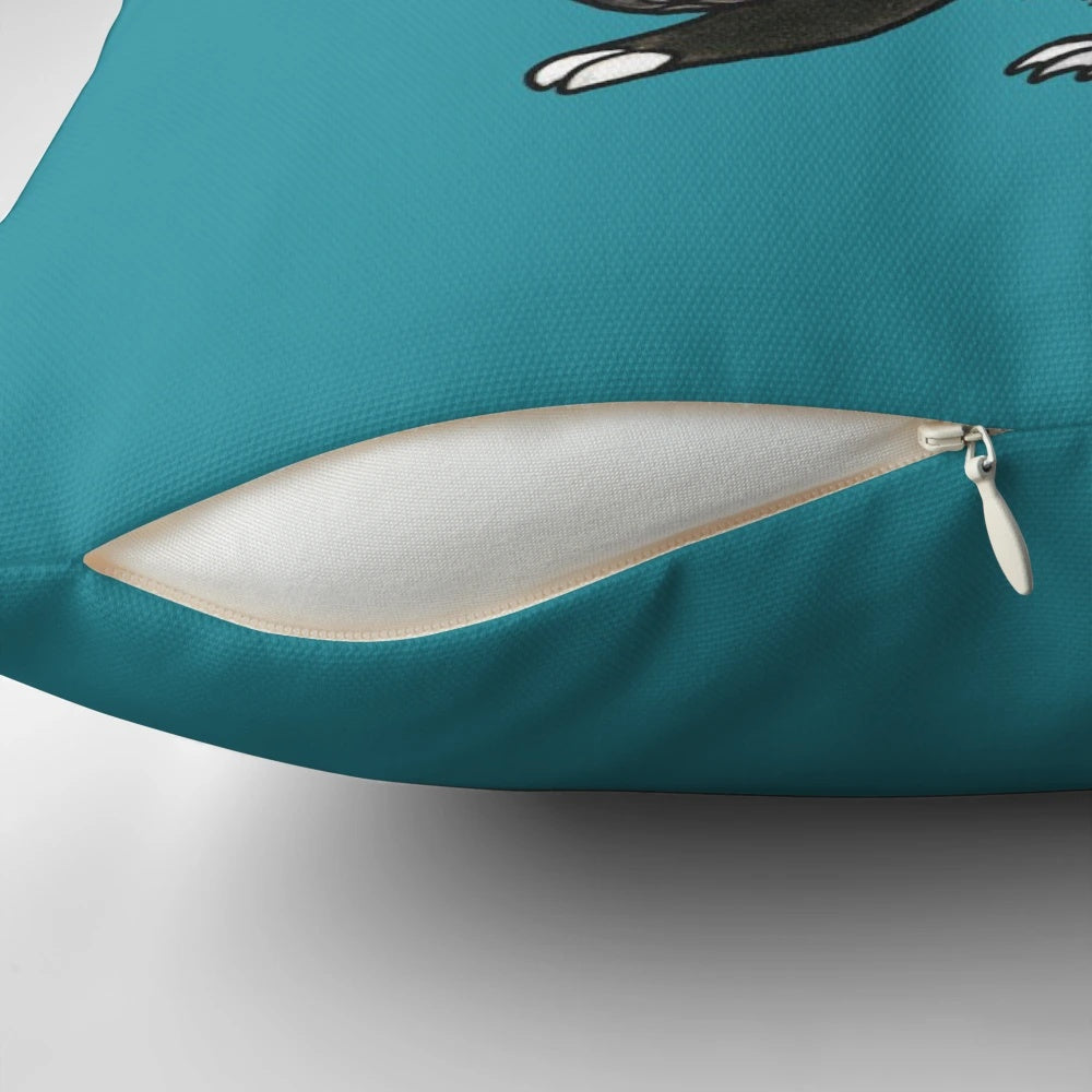 Honey badger decorative pillow with a humorous "Don't Care" design