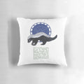 Honey badger illustration on a plush pillow with zodiac stars and symbols