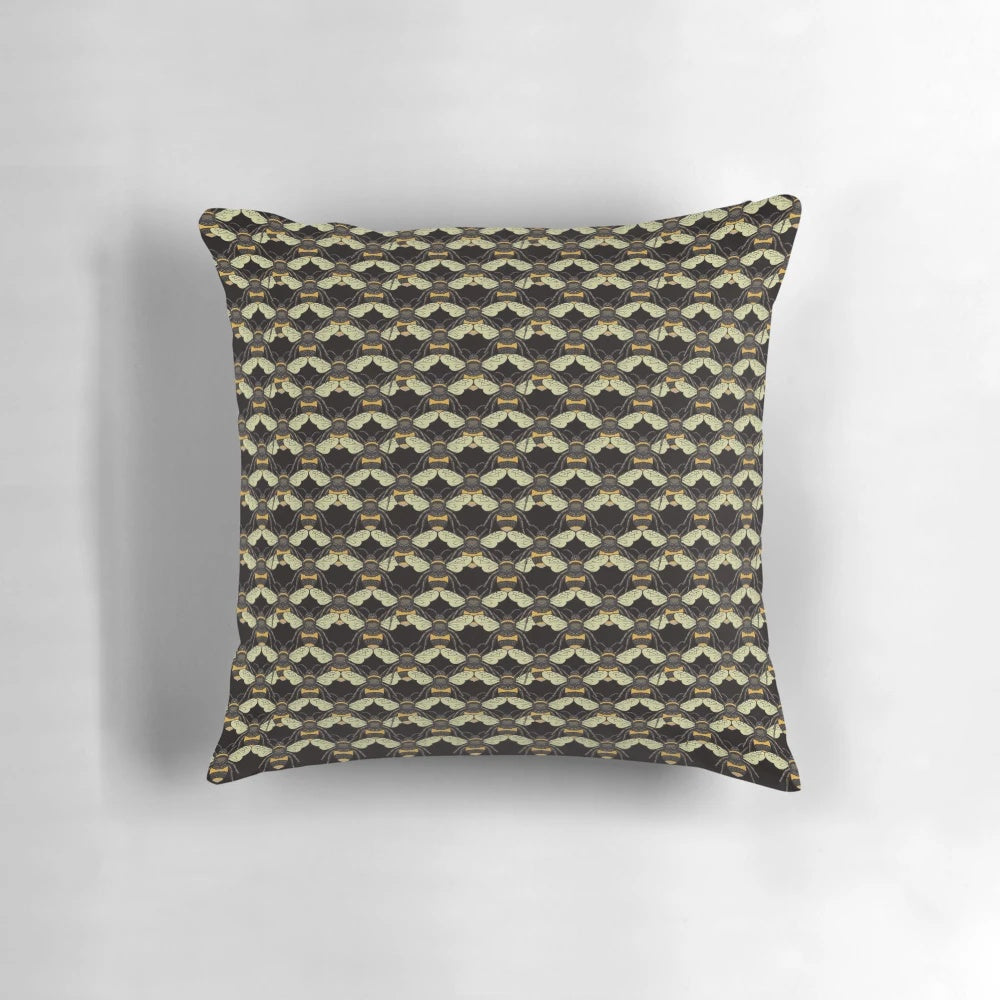 Decorative throw pillow with a beautiful honeycomb and bee pattern design