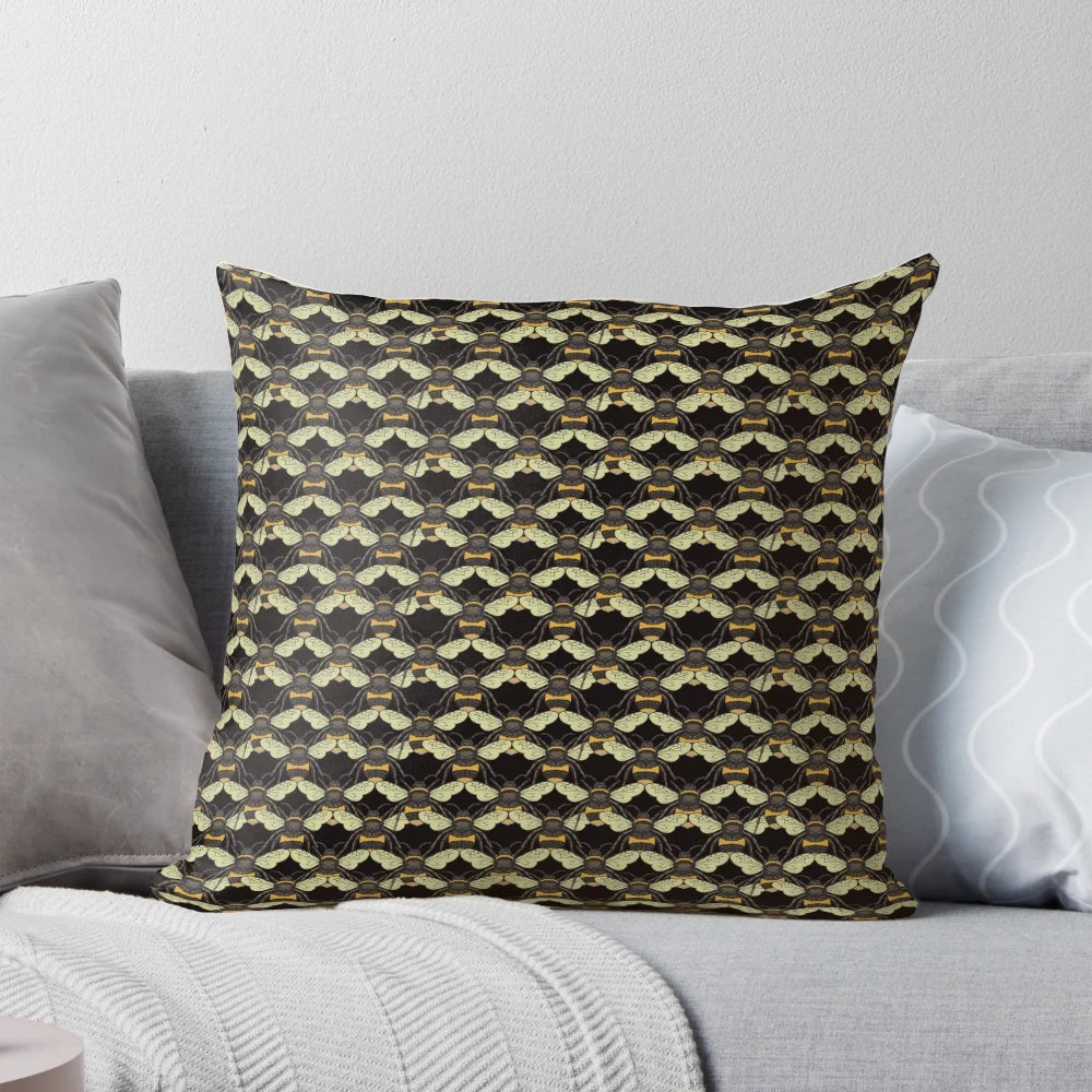 Decorative throw pillow with a beautiful honeycomb and bee pattern design