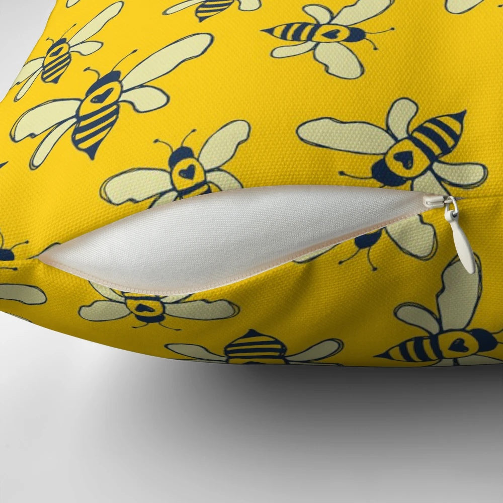 Honey Makers Pillow featuring a design of bees and honeycomb