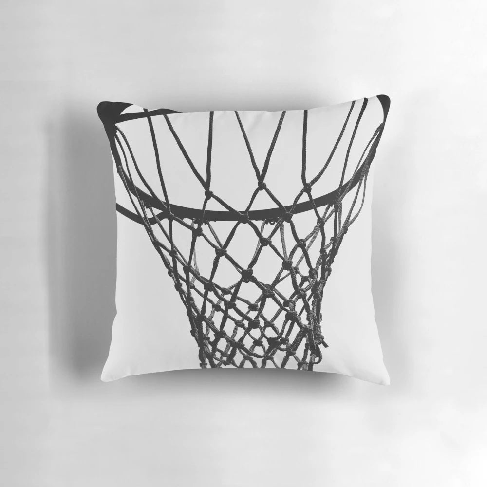 Hoop Dreams Basketball Pillow, featuring a basketball hoop design for sports and basketball-themed home and bedroom decor.