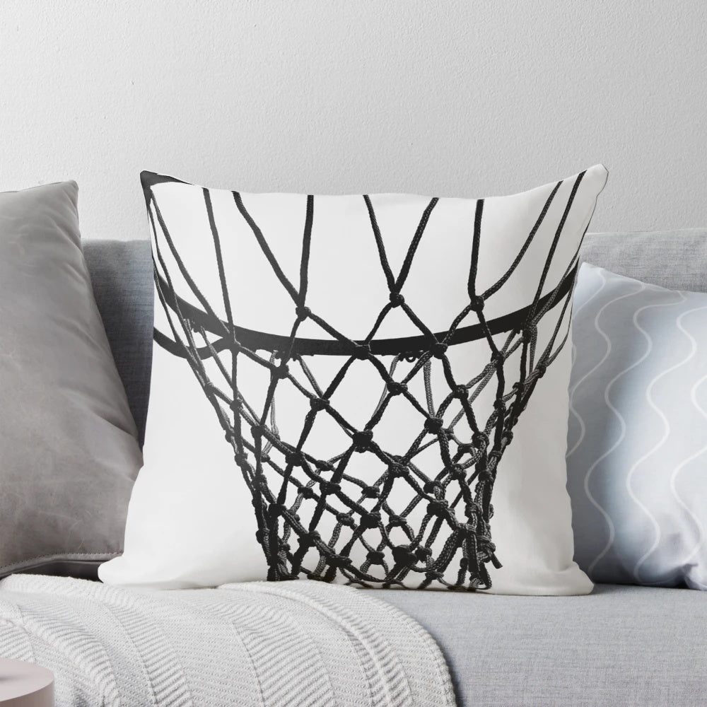 Hoop Dreams Basketball Pillow, featuring a basketball hoop design for sports and basketball-themed home and bedroom decor.
