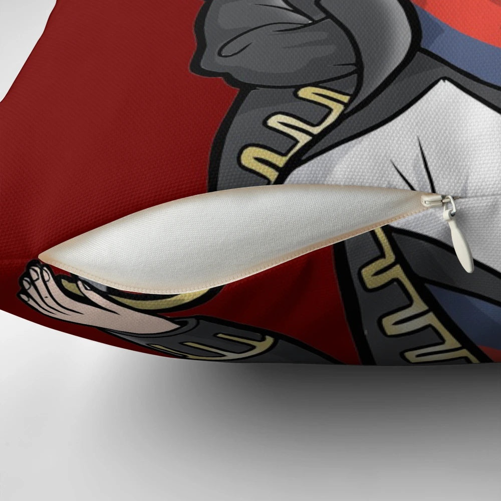 Horatio Nelson, 1st Viscount Nelson commemorative pillow featuring the British naval hero and military leader.