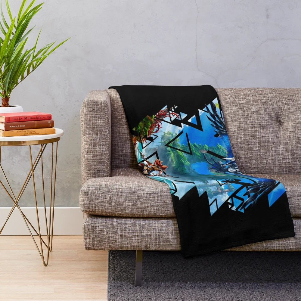 Horizon Zero Dawn-inspired plush blanket featuring the protagonist Aloy