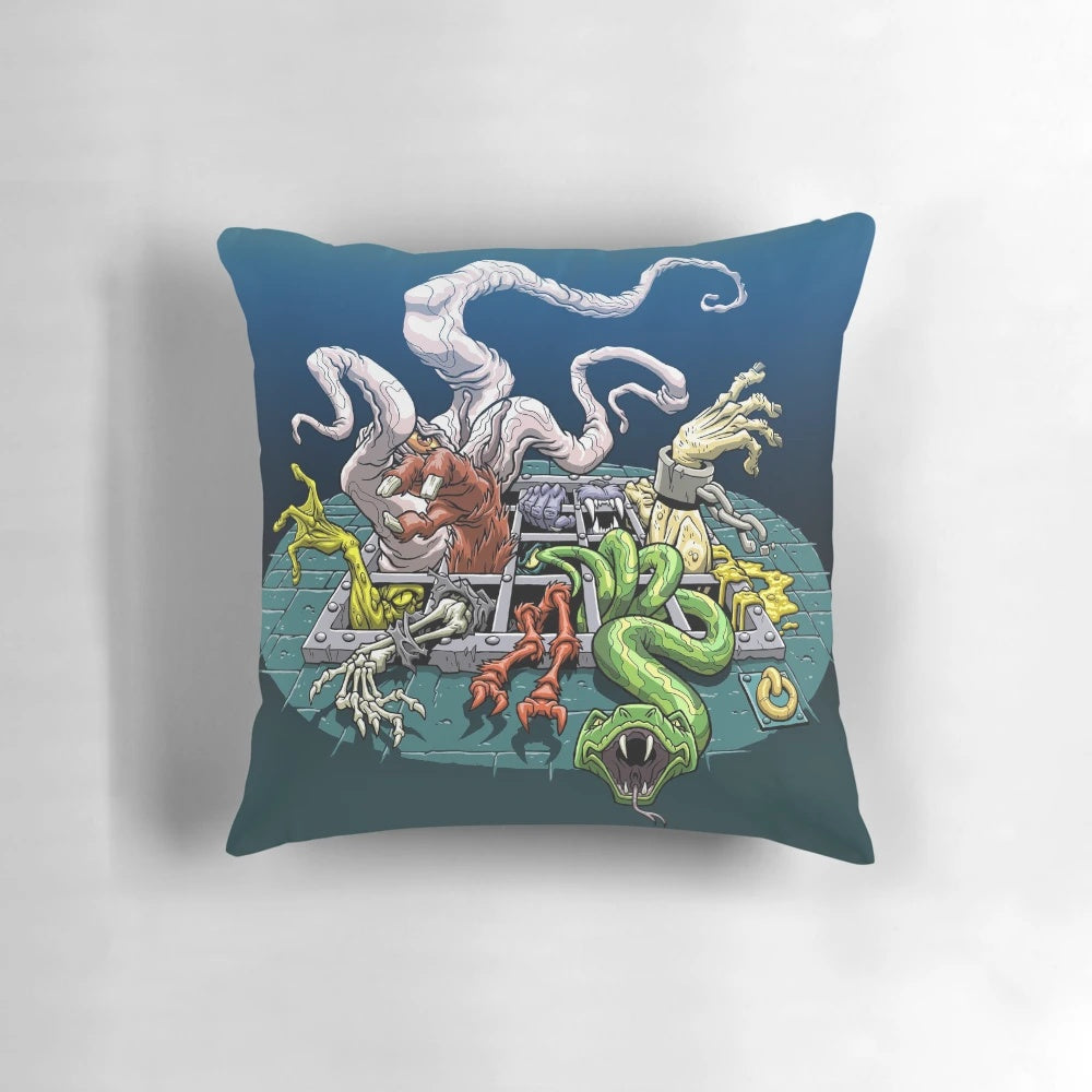 Masters of the Universe Dungeon of Horror Pillow featuring Skeletor, He-Man, and Castle Grayskull