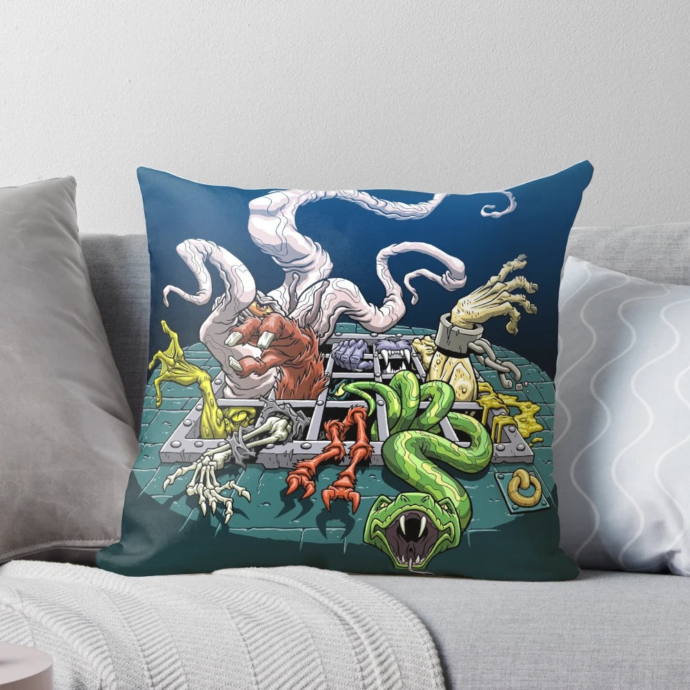Masters of the Universe Dungeon of Horror Pillow featuring Skeletor, He-Man, and Castle Grayskull