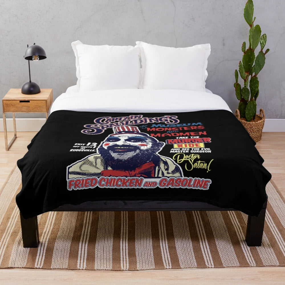 Captain Spaulding from House of 1000 Corpses horror movie inspired plush blanket
