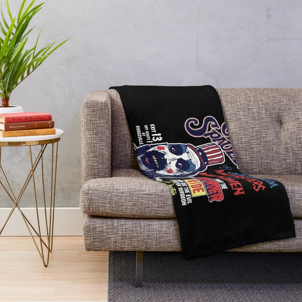 Captain Spaulding from House of 1000 Corpses horror movie inspired plush blanket