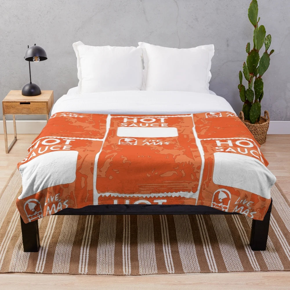 Taco Bell hot sauce packet inspired plush blanket