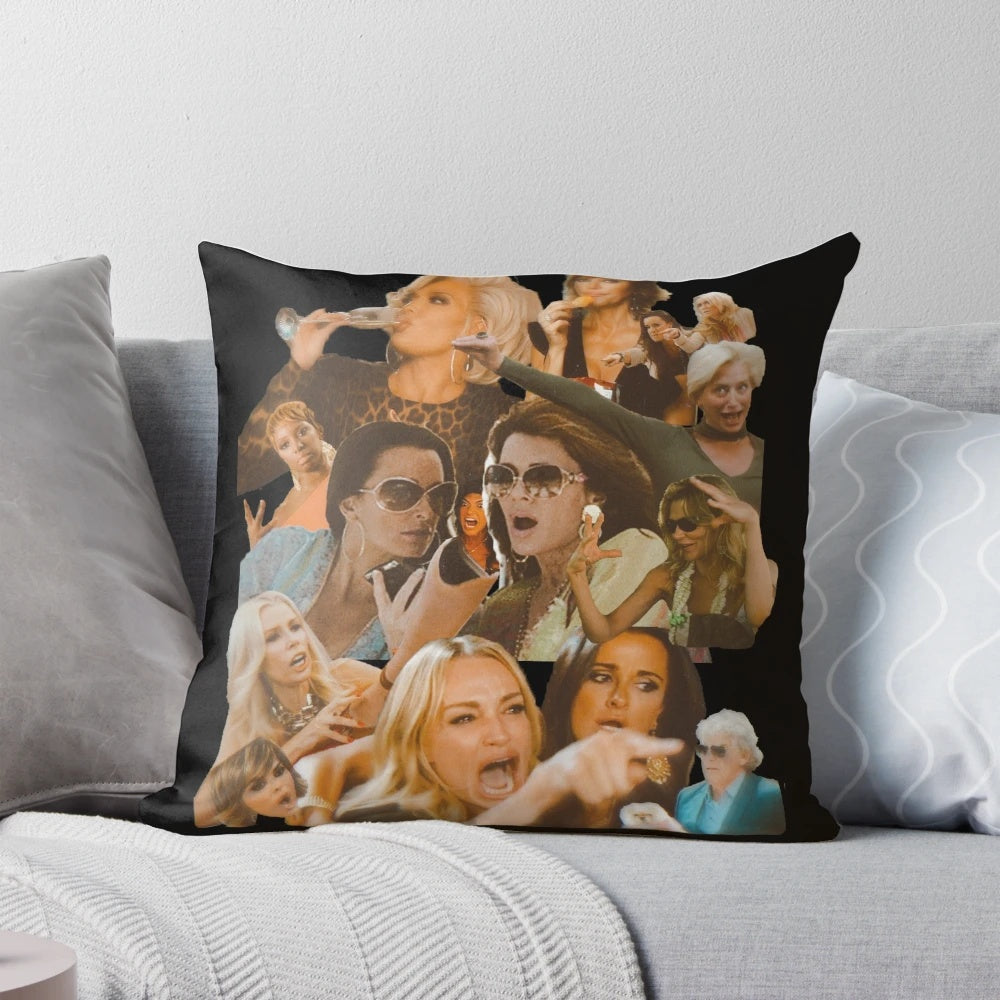 Housewives Collage Throw Pillow - Custom Decorative Pillow featuring Real Housewives of Beverly Hills stars