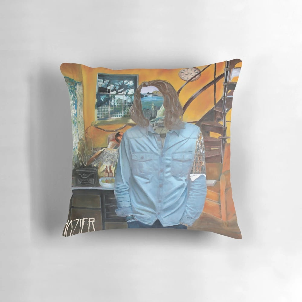 Hozier debut album art printed on a soft, plush pillow