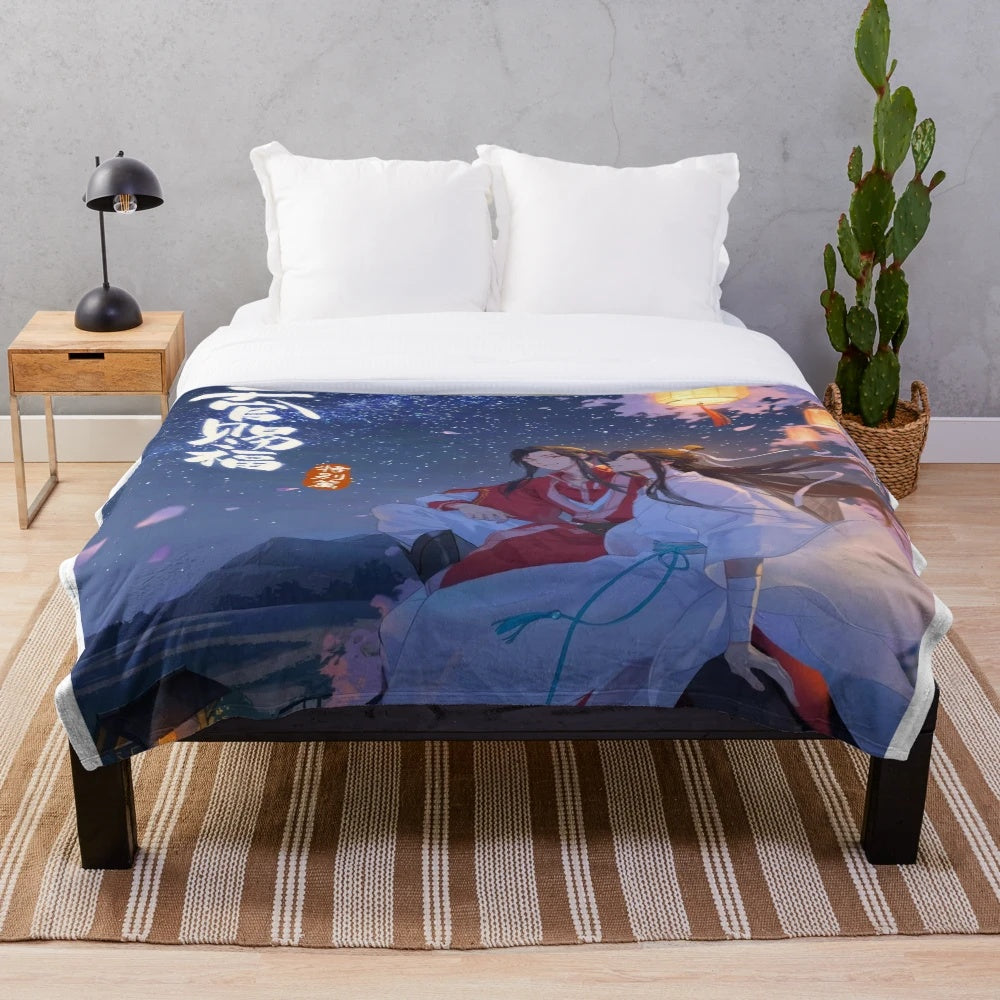 Hualian inspired plush blanket featuring characters from Heaven Official's Blessing