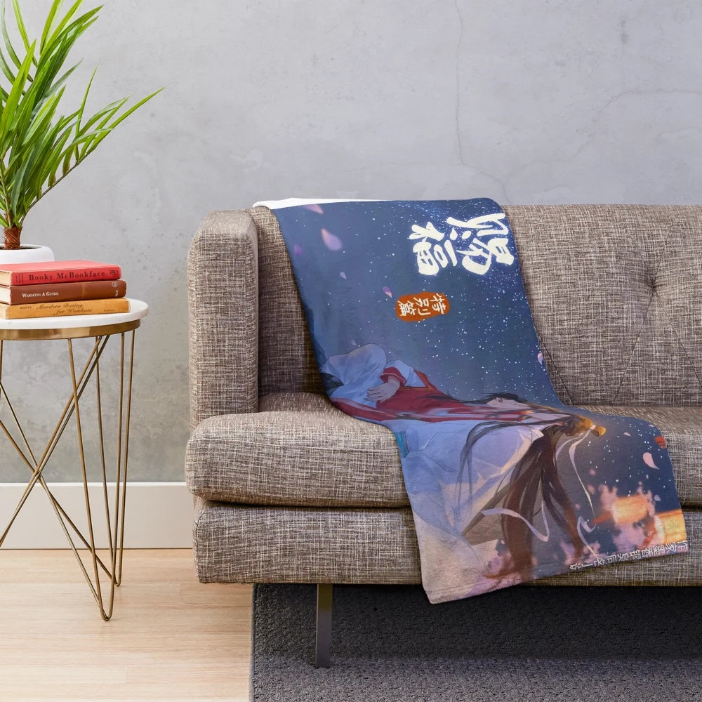 Hualian inspired plush blanket featuring characters from Heaven Official's Blessing