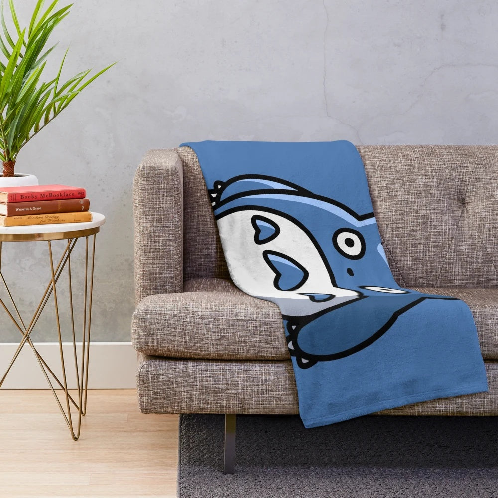 Huge blue plush blanket featuring the iconic Totoro character from the Studio Ghibli anime series