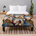 Plush blanket with front design inspired by Hugh Jackman's The Greatest Showman