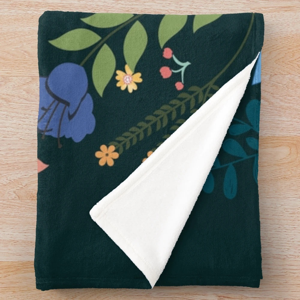 Hummingbird and floral design plush blanket