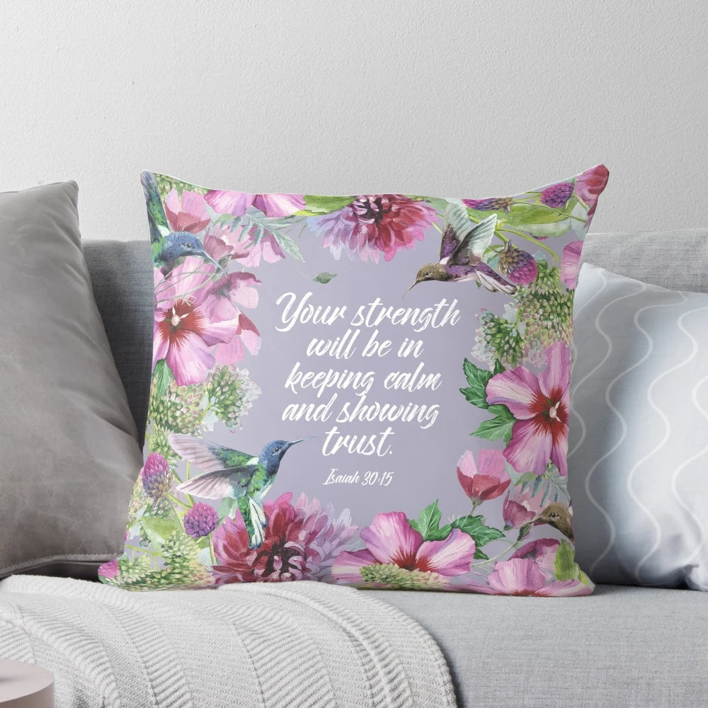 Hummingbirds and Flowers 2021 JW Year Text Pillow